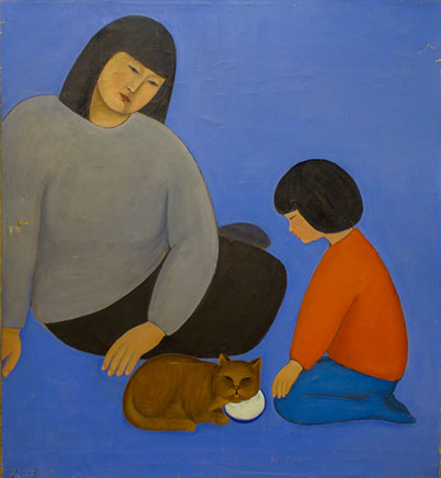 With a cat