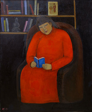 The woman in red